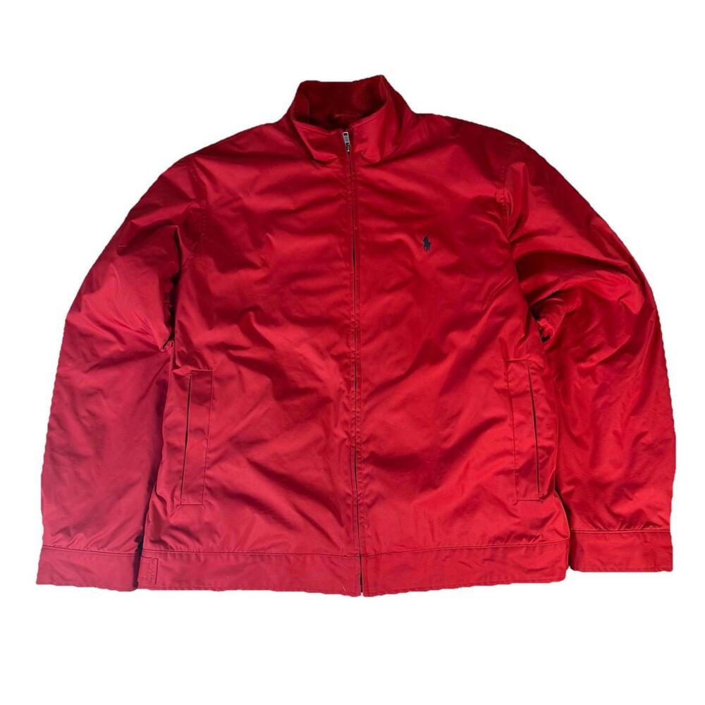 Vintage Polo Ralph Lauren Harrington Full Zip Bomber Jacket Red Blue Pony Mens L